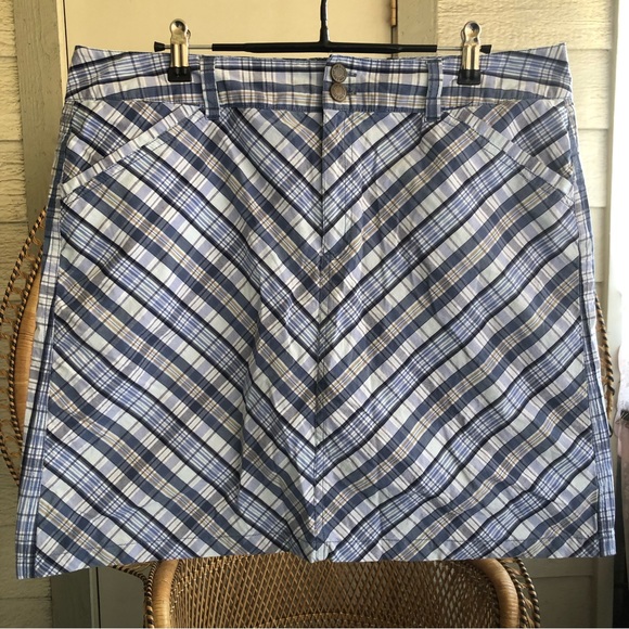 Vintage Blue and White Plaid Pattern Skort Croft & Barrow Size 16 - Picture 1 of 6